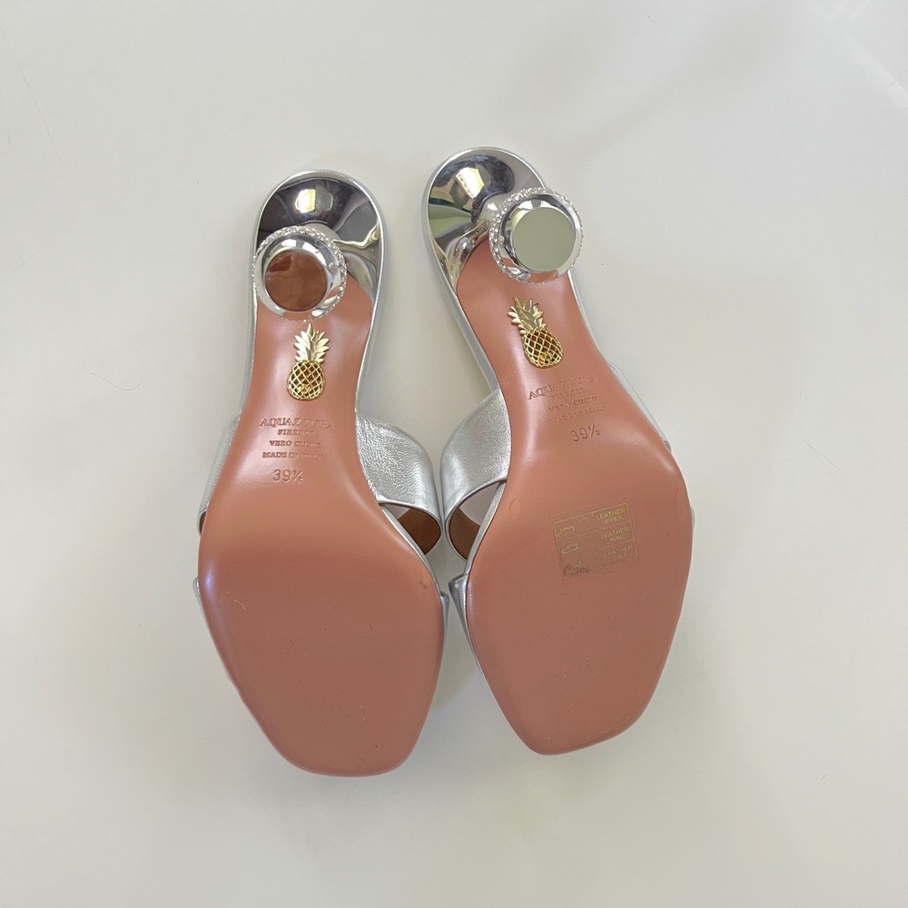 Aquazzura 10th Anniversary Yes Darling 95 Mule in Silver - Picture 10 of 13